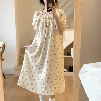 Pijamale Dress Mijlocul Lungime Vrac Drăguț coreeană Versiunea Pijamale și Halat de Baie pentru Femei Halat de baie Acasă Purta Scutec Nou Pijamale Femei